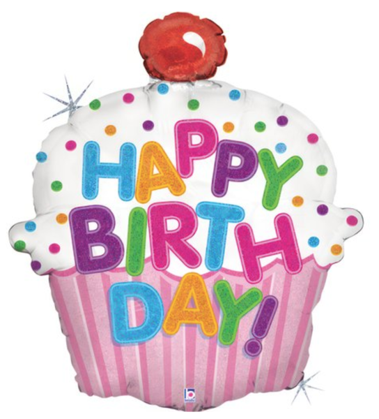 XL Folienballon Figur - Happy Birthday, Cupcake - 61cm